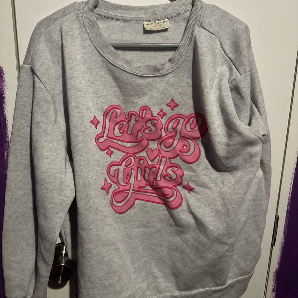 Bobbie Brooks Gray and Pink Crew Neck Sweater